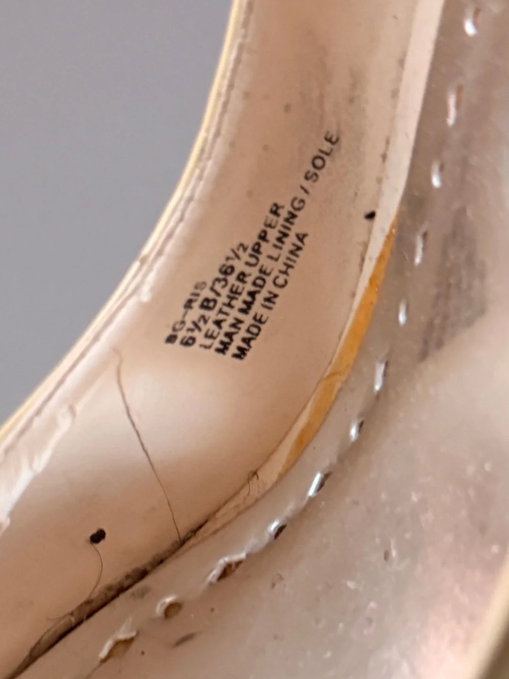Y2K BCBGirls Nude Patent Cork Wedge Peep Toe Platform Heels Ankle Strap.